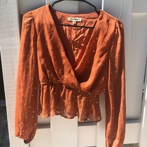 burnt orange peasant blouse with stars!